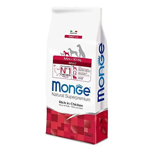Produktbild: Monge Natural Superpremium Adult Rich IN Chicken, Hundefutter für alle Rassen (Trockenfutter für Hunde unter 10 kg, mit Huhn, sehr Ballaststoff- & Vitaminreich, 7,5 kg)