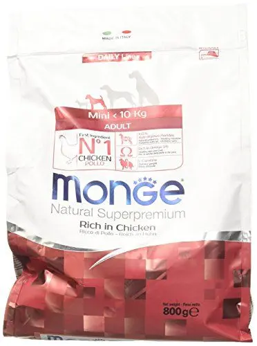 Produktbild: Monge Natural Superpremium Adult Rich IN Chicken, Hundefutter für alle Rassen (Trockenfutter für Hunde unter 10 kg, mit Huhn, sehr Ballaststoff- & Vitaminreich, 3 kg)