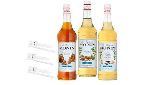 Produktbild: Monin Cafe Probierpaket Zuckerreduziert 3 x 1 l, inkl. 3 Pumpen