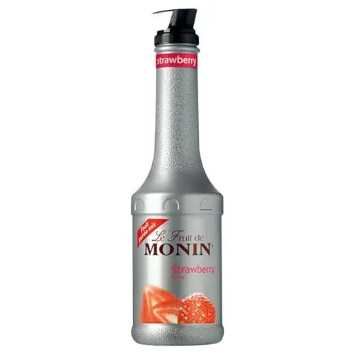 Produktbild: Monin FruchtPüree Mix Erdbeere (1 x 1,0l) - Vielseitiges Fruchtpüree für Smoothies und Desserts - ohne Alkohol - für kreative Mixgetränke