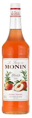 Produktbild: Monin Sirup Pfirsich (1 x 1,0l) - Aromatische Ergänzung für Cocktails und Desserts - Erfrischender Genuss mit natürlichem Pfirsichgeschmack