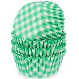 Produktbild: MoNiRo Papier Muffin Förmchen - Cupcake Backform aus Papier Motiv Green-White Checkered - Muffin Form - Cupcake Form - Papierförmchen - Cupcake Förmchen - Muffinform – Backförmchen - Muffinformen