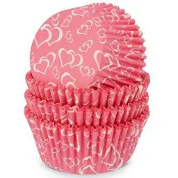 Produktbild: MoNiRo Papier Muffin Förmchen - Cupcake Backform aus Papier Motiv Heart-to-Heart - Muffin Form - Cupcake Form - Papierförmchen - Cupcake Förmchen - Muffinform–Backförmchen-Muffinformen-Valentinstag