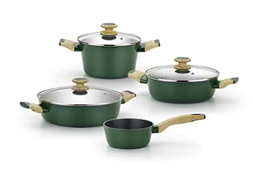 Produktbild: MONIX Amazonia | Batterie 7-teilig aus geschmiedetem Aluminium, antihaftbeschichtet, verstärkt mit Titan ohne PFOA, geeignet für alle Herdarten und Induktion
