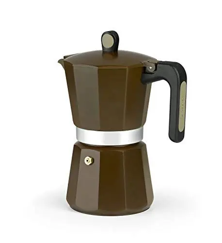 Produktbild: MONIX New Cream | Italienische Kaffeemaschine aus Aluminium, Fassungsvermögen 6 Tassen, geeignet für alle Arten von Küchen, einschließlich Induktion