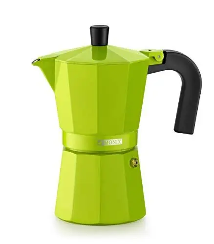 Produktbild: Monix Lima Italienische Kaffeemaschine, Aluminium, 6 Tassen, Grün, Metall, 10 cm, 6