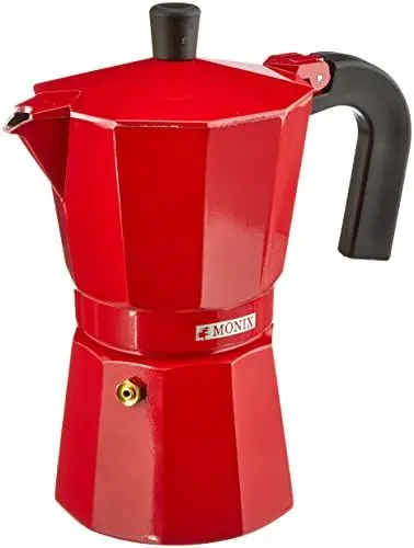 Produktbild: MONIX Fresa | Italienische Kaffeemaschine aus Aluminium, 6 Tassen, erdbeerfarben, geeignet für alle Arten von Arbeitsplatten, außer Induktion