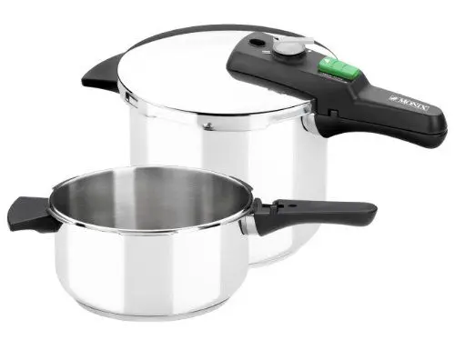 Produktbild: MONIX Quick | Set bestehend aus zwei Schnellkochtöpfen mit 4 Litern und 6 Litern, mit dreifachem Sicherheitssystem, 2 Druckstufen, geeignet für alle Küchentypen