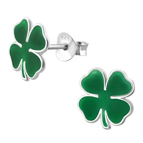 Produktbild: Monkimau Mädchen Ohrringe Kleeblatt Glücksbringer Ohrstecker aus 925 Sterling Silver Silber