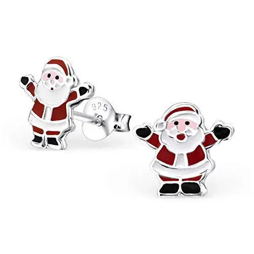 Produktbild: Monkimau Mädchen Ohrringe Weihnachtsmann Ohrstecker aus 925 Sterling Silver Silber