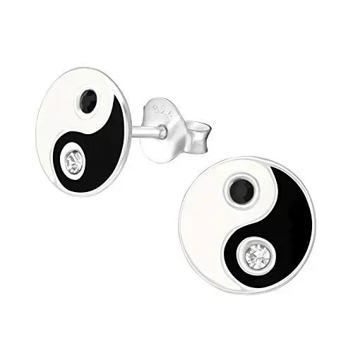 Produktbild: Monkimau Mädchen Ohrringe Yin Yang Ohrstecker aus 925 Sterling Silver echt Silber mit 4 Kristallen
