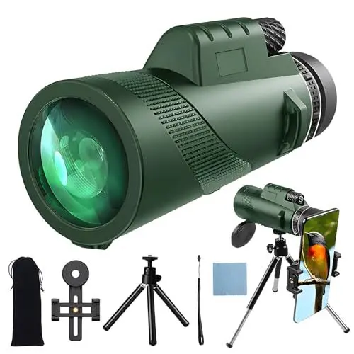 Produktbild: Monokular Telescope 10X42, Monokular Fernglas mit Smartphone Halterung, BAK4-Prism HD Erwachsene Fernrohr Erwachsene für Wandern, Vogelbeobachtung, Jagen