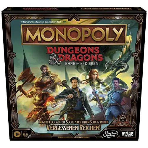 Produktbild: Monopoly Dungeons & Dragons: Ehre unter Dieben Spiel, inspiriert vom Film, Monopoly D&D Brettspiel für 2–5 Spieler