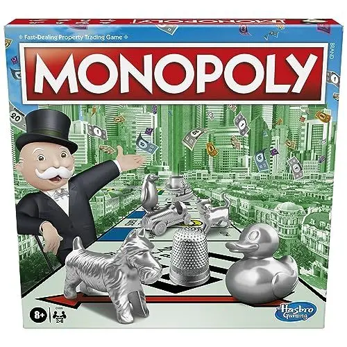 Produktbild: Monopoly Game, Family Board Game for 2 to 6 Players, Monopoly Board Game for Kids Ages 8 and Up, Includes Fan Vote Community Chest Cards, Package May Vary