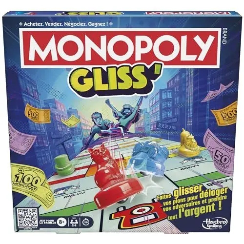 Produktbild: Monopoly Gliss´, Brettspiel für Kinder, Jugendliche und Erwachsene, schnelles und unterhaltsames Gesellschaftsspiel für 2 bis 8 Spieler ab 8 Jahren