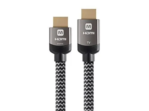 Produktbild: Monoprice 4K Hochgeschwindigkeits-HDMI-Kabel, geflochten, 4K @ 60Hz, 18 Gbit/s, HDR, CL3 In-Wall bewertet, 15,2 m, Grau