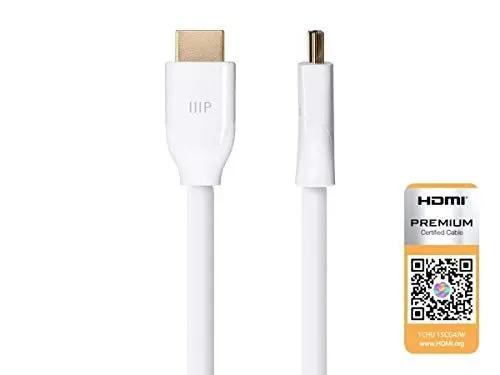 Produktbild: Monoprice Zertifiziertes Premium High Speed HDMI Kabel HDR 7,6m weiß