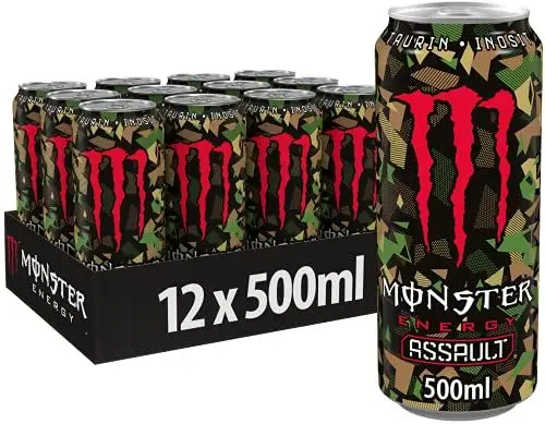 Produktbild: Monster Energy Assault - erfrischender Energy Drink mit 160 mg Koffein - in praktischen Einweg Dosen (12 x 500 ml)