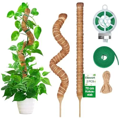Produktbild: Monstera Rankhilfe, 2 Pack 70cm Biegbar Moosstab, Biegsame Moosstab für Monstera mit Zubehör, Kokosstab für Kletterpflanzen Pflanzenstütze, Haus Garten Pflanzen Unterstützung aus Kokosfaser (2 Pack)