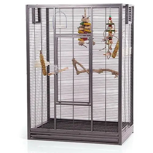 Produktbild: Montana Cages | Premium Vogelvoliere New Melbourne I Vogelkäfig für Sittiche, kleine Papageien, AVILON Pulverbeschichtet, Antik Edition, ca. 80 x 50 x 110 cm