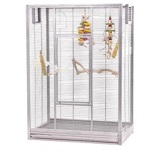 Produktbild: Montana Cages | Premium Vogelvoliere New Melbourne I Vogelkäfig für Sittiche, kleine Papageien, AVILON Pulverbeschichtet, Platinum Edition, ca. 80 x 50 x 110 cm