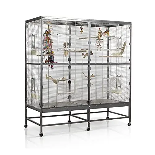 Produktbild: Montana Cages | Vogelvoliere Casa 150 | Antik-Platinum | Voliere für Wellensittiche, Nymphensittiche & Co.