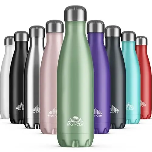 Produktbild: Mont-Clair Trinkflasche Edelstahl - Thermosflasche - BPA-freie - Water Bottle, Edelstahl trinkflasche 500ml - 24h Kalt & 12h Warm - Trinkflasche Auslaufsicher - Grün