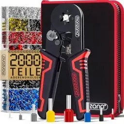 Produktbild: MONZANA® Crimpzange 0,25-10mm² 2000 Aderendhülsen Set elektrische Steckverbinder Aufbewahrungstasche Elektriker Werkzeug Zange Presszange Kabelschuhe