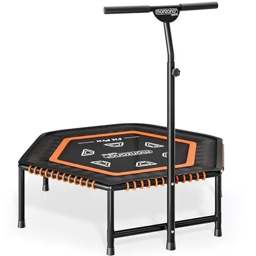 Produktbild: MONZANA® Fitness Trampolin MZFT120 mit Haltegriff Höhenverstellbar Ø 120cm Anti-Rutsch Gummiseilfederung bis 120 kg Zuhause Indoor Sport Sprung-Trainer