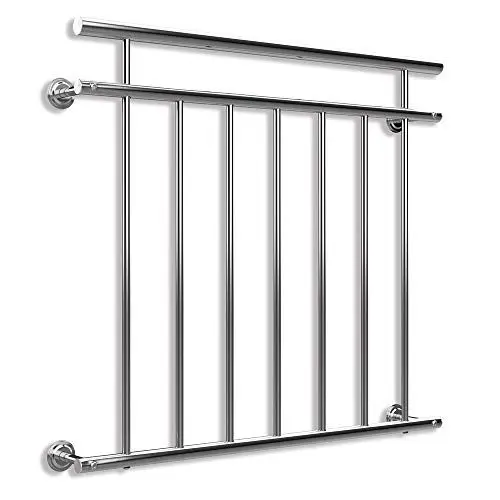 Produktbild: MONZANA® Französischer Balkon Edelstahl Pflegeleicht 90x100cm 7 Füllstäbe Balkongeländer Terrassengeländer Fensterschutz