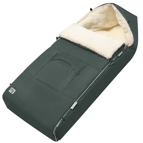 Produktbild: MONZANA® Fußsack für Kinderwagen Baby Winter mit Reflektoren Reißverschluss Buggy Waschbar Babyschale Schlafsack Babydecke Kuschelig Dunkelgrün