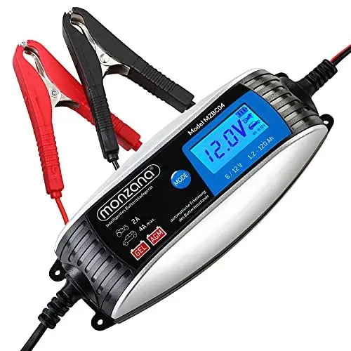 Produktbild: MONZANA® KFZ Batterieladegerät vollautomatisch 6V 12V LCD-Bildschirm Temperaturkompensation Erhaltungsladung intelligentes Ladegerät für Auto Motorrad