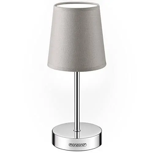 Produktbild: MONZANA® Nachttischlampe 32cm Stoffschirm E14 Grau Taupe Anthrazit Weiß Wohnzimmer Schlafzimmer Lampe Leuchte Tischlampe Nachttischleuchte Tischleuchte