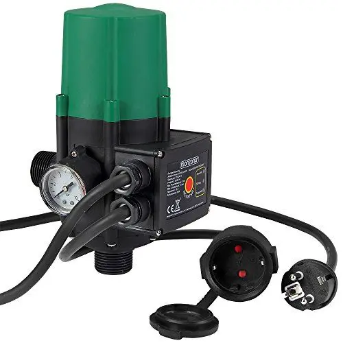 Produktbild: MONZANA® Pumpensteuerung Trockenlaufschutz 10 bar Druckschalter Hauswasserwerk Pumpendruckregler Pumpenschalter Druckwächter Baranzeige mit Kabel
