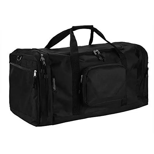 Produktbild: MONZANA® Reisetasche 90L 70x35x35cm Schultergurt Pad Abnehmbar Verstellbar Front & Seitenfächer Standfüße Weekender Duffelbag Sporttasche Schwarz