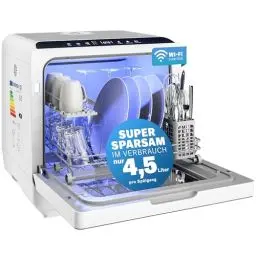 Produktbild: MONZANA® Tischspülmaschine ohne Wasseranschluss App Funktion sparsamer Verbrauch 4,5L 6 Programme 4 Gedecke 45cm Mini Geschirrspüler Spülmaschine Weiß