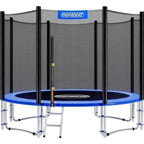 Produktbild: Monzana® Trampolin Ø 305 cm TÜV SÜD GS Zertifiziert Komplettset mit Sicherheitsnetz, Leiter, Randabdeckung & Zubehör - Kindertrampolin Gartentrampolin