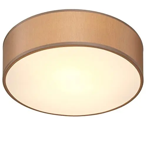 Produktbild: MONZANA® Deckenlampe Stoff Wohnzimmer Schlafzimmer E27 Taupe 30cm Rund 1-Flammig 40W Lampe Flur Küche Deckenstrahler Deckenleuchte Stoffdeckenlampe