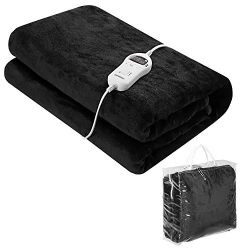 Produktbild: Monzana® Heizdecke 180x130cm 10 Heizstufen Timer Abschaltautomatik Wärmeunterbett Wärmedecke Kuscheldecke Bett Anthrazit
