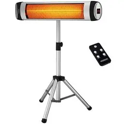 Produktbild: Monzana® Infrarot Heizstrahler MZH2500 Stativ 110-175cm 2500W 3 Stufen 24h Timer Fernbedienung Wärmestrahler Standheizer Teleskopständer Silber