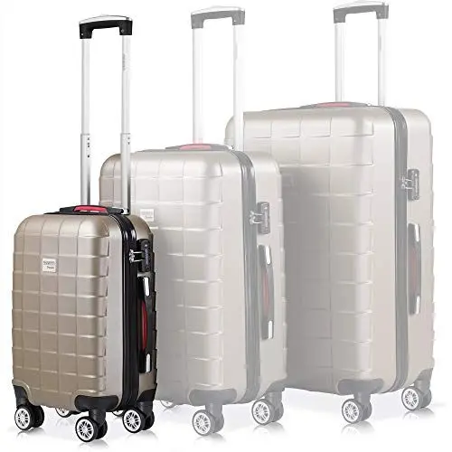 Produktbild: MONZANA® Koffer Handgepäck Trolley mit TSA Schloss Zwillingsrollen Teleskopgriff Standfüße Größe M Reisekoffer Rollkoffer