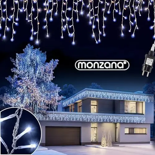 Produktbild: Monzana® Lichterkette 400 LED Außen Innen 15m Regenlichterkette Lichtervorhang Eisregen Fenster Deko Weihnachten Beleuchtung Kaltweiß