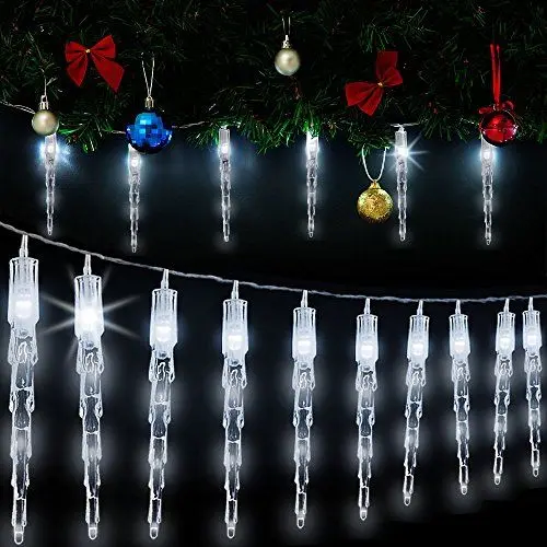 Produktbild: Monzana® Lichterkette Eiszapfen LED Außen Innen 10 Zapfen Weihnachten Deko Weihnachtsdeko IP44 Eisregen Beleuchtung Kaltweiß