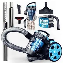 Produktbild: Monzana® Zyklon Staubsauger Beutellos 900 Watt 1,5L Staubbehälter Haushalt Bodenstaubsauger inkl. Zubehör Teppich Tierhaar Sauger HEPA Filter Blau