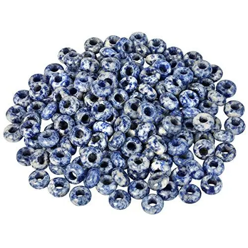 Produktbild: mookaitedecor 20pcs Natürliche Edelstein Perlen Großes Loch Lose Beads Charme für Schmuckherstellung DIY Projekt, Sodalith Runde Perlen(14x8mm)