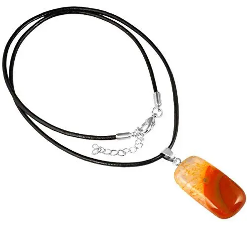 Produktbild: mookaitedecor Reiki Healing Stone Halskette für Frauen und Männer, rechteckiger Achat Anhänger Schmuck