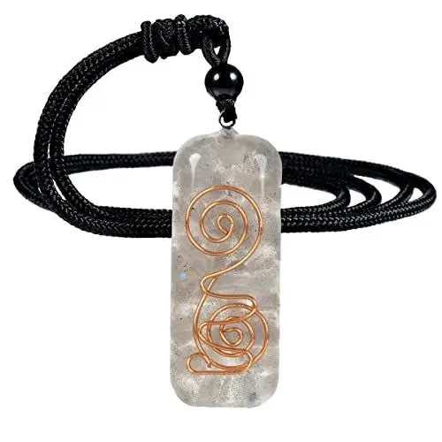 Produktbild: mookaitedecor Reiki-Symbol Anhänger Halskette Amulett für Damen und Herren, polierter Steinschmuck Edelsteinanhänger mit verstellbarer Kette, Lapislazuli Stein