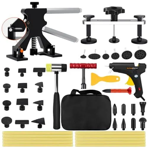 Produktbild: Mookis Dellen Reparaturset Auto 43PCS Einstellbare Ausbeulwerkzeug, Beulen Reparaturset Auto Lackfreies Dent Removal mit Abzieher, Brückenzieher, T-bar