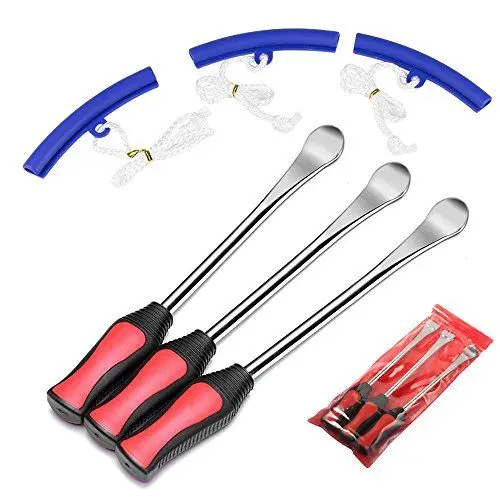 Produktbild: Mookis Reifen Montiereisen Tire Spoons Lever Iron Tool Kits 3pcs Reifenheber montierhebel Werkzeug 3pcs Rad Felge Protektoren Tool Kit für Motorrad Fahrrad Reifen