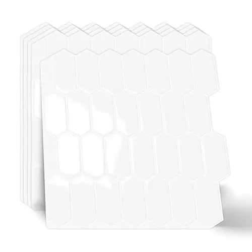 Produktbild: MOONFUN Lange Sechseck Fliesenaufkleber,10 Blätter 3D Selbstklebende Fliesen Klebefliesen 30.5x30.5cm für Küche Badezimmer Wandfliesen(Weiß)